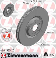 Load image into Gallery viewer, Zimmermann Coated Brake Disc 1555 fits 2015-2018 Porsche Macan