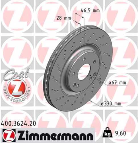 Zimmermann Coated Brake Disc 3624 fits 2003-2007 Mercedes-Benz C230 / 2001-2005 Mercedes-Benz C240 / 2006 2007 Mercedes-Benz C280 / 2001-2005 Mercedes-Benz C320 / 2006-2009 Mercedes-Benz CLK350