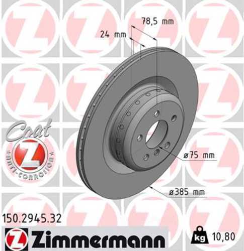 Zimmermann Brake Disc 150.2945.32 fits 2010-2018 BMW X5 / 2010-2019 BMW X5 / X6 / 2010-2019 BMW X6