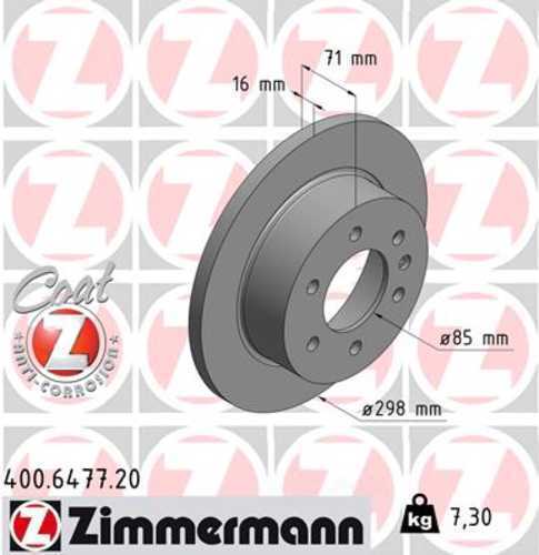 Zimmermann Coated Brake Disc 6477 fits 2007-2010 Dodge Sprinter 2500 / 2010-2018 Mercedes-Benz Sprinter 2500