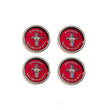 Load image into Gallery viewer, Scott Drake Styled Steel Hubcaps (Red Background) C5ZZ-1130-WR fits 1965-1966 Ford Mustang