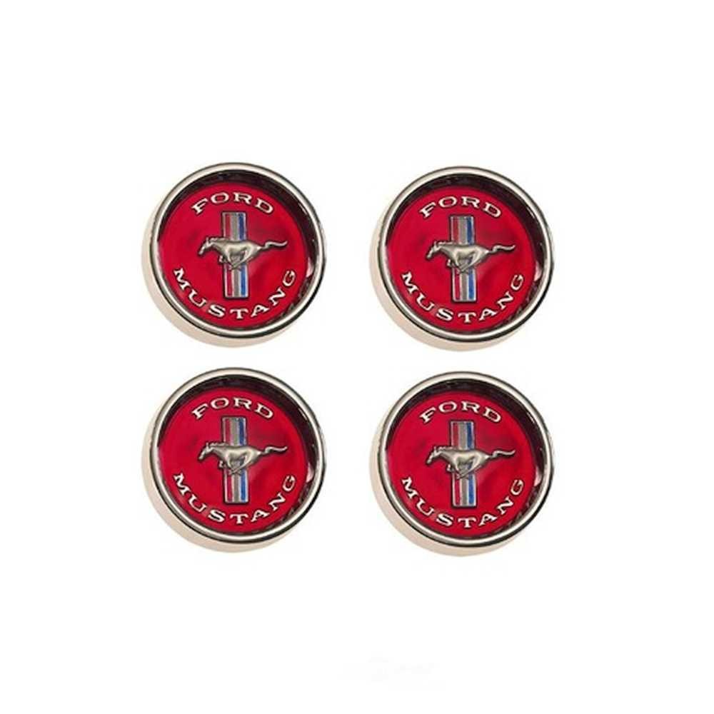 Scott Drake Styled Steel Hubcaps (Red Background) C5ZZ-1130-WR fits 1965-1966 Ford Mustang