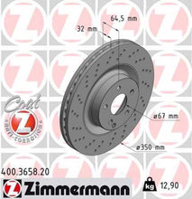 Load image into Gallery viewer, Zimmermann Coated Brake Disc 3658 fits 2007-2014 Mercedes-Benz CL550 / 2007-2014 Mercedes-Benz CL600 / 2010-2013 Mercedes-Benz S350 / 2007-2013 Mercedes-Benz S400