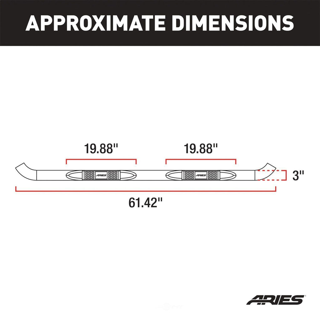 ARIES 3" Round Black Steel Side Bars 201000 fits Jeep Cherokee