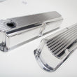Load image into Gallery viewer, Hamburger's Performance Fab. Aluminum Valve Covers; Fins; w/Holes- POLISHED 1119 fits Ford SB V8 Windsor