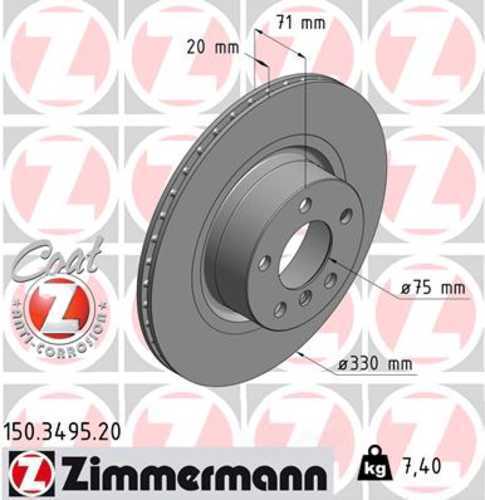 Zimmermann Coated Brake Disc 3495 fits 2011-2017 BMW X3 / 2015-2018 BMW X4