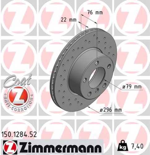Zimmermann Brake Disc 1284 fits 1997-2003 BMW 525I / 1997-2003 BMW 528I