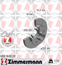Load image into Gallery viewer, Zimmermann Coated Brake Disc 600.1600.20 fits 1986-1991 Volkswagen Vanagon