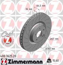 Load image into Gallery viewer, Zimmermann Coated Brake Disc 3625 fits 2011-2014 Mercedes-Benz CL550 / 2006 Mercedes-Benz CLS55 Amg / 2003-2006 Mercedes-Benz E55 Amg / 2007-2011 Mercedes-Benz S550 / 2003-2006 Mercedes-Benz SL55 Amg