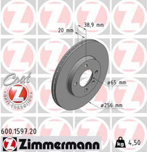 Load image into Gallery viewer, Zimmermann Coated Brake Disc 1597 fits 1995-2002 Volkswagen Cabrio / 1993-1999 Volkswagen Golf / 1993-1999 Volkswagen Jetta / 1990-1993 1995-1997 Volkswagen Passat