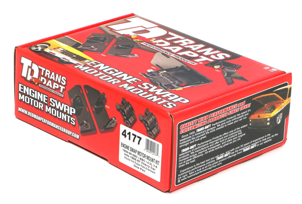 Trans-Dapt Performance FRAME MOUNTS; ENGINE 3/4 in. FORWARD FOR HEI; RUBBER PADS fits 1955-1957 Chevrolet Tri-5