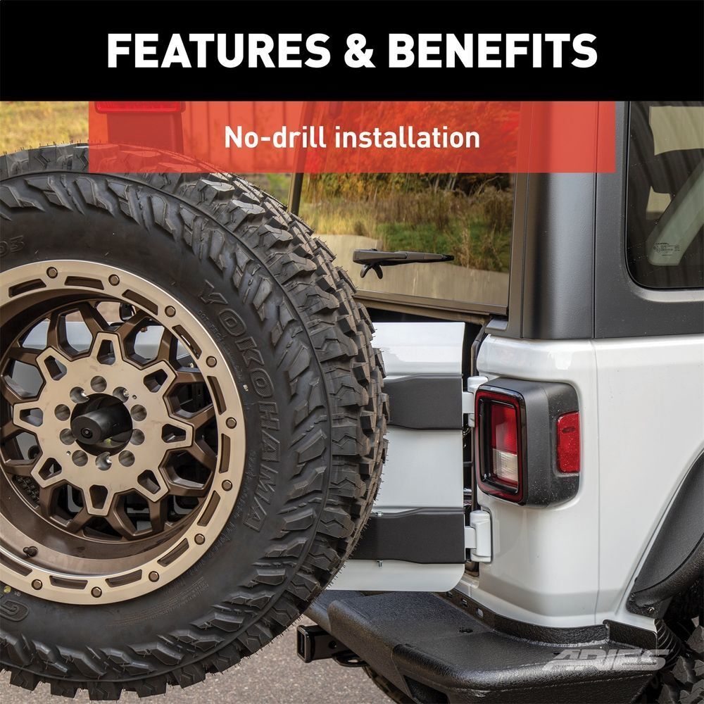 ARIES Jeep Wrangler JL Heavy-Duty Spare Tire Carrier 2563001 fits 2018-2019 Jeep Wrangler