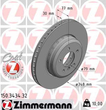 Load image into Gallery viewer, Zimmermann Brake Disc 150.3434.32 fits 2004-2010 BMW 535I / 545I / 550I / 645CI