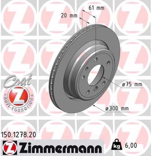 Zimmermann Coated Brake Disc 150.1278.20 fits 1991-1995 BMW 540I / M5