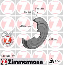 Load image into Gallery viewer, Zimmermann Coated Brake Drum 1703 fits 1984-1985 BMW 318I