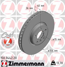 Load image into Gallery viewer, Zimmermann Coated Brake Disc 3442 fits 2002-2006 BMW X5