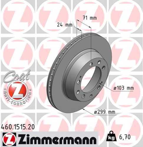 Zimmermann Coated Brake Disc 1515 fits 1986-1987 Porsche 928 / 1986 Porsche 944 / 944 Turbo