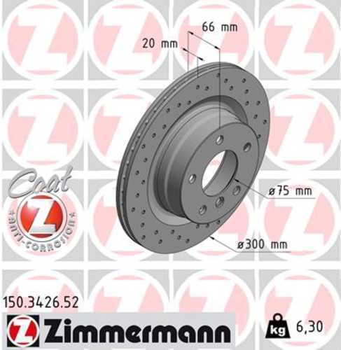 Zimmermann Brake Disc 3426 fits 2006 BMW 325I / 2007-2013 BMW 328I