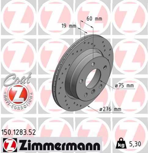 Zimmermann Brake Disc 1283 fits 1996-2000 BMW 323CI / 1996-2000 BMW 323I / 1996-2000 BMW 328I