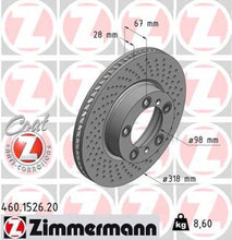 Load image into Gallery viewer, Zimmermann Coated Brake Disc 1526 fits 1999-2008 Porsche 911 / 2000-2012 Porsche Boxster / 2006-2012 Porsche Cayman