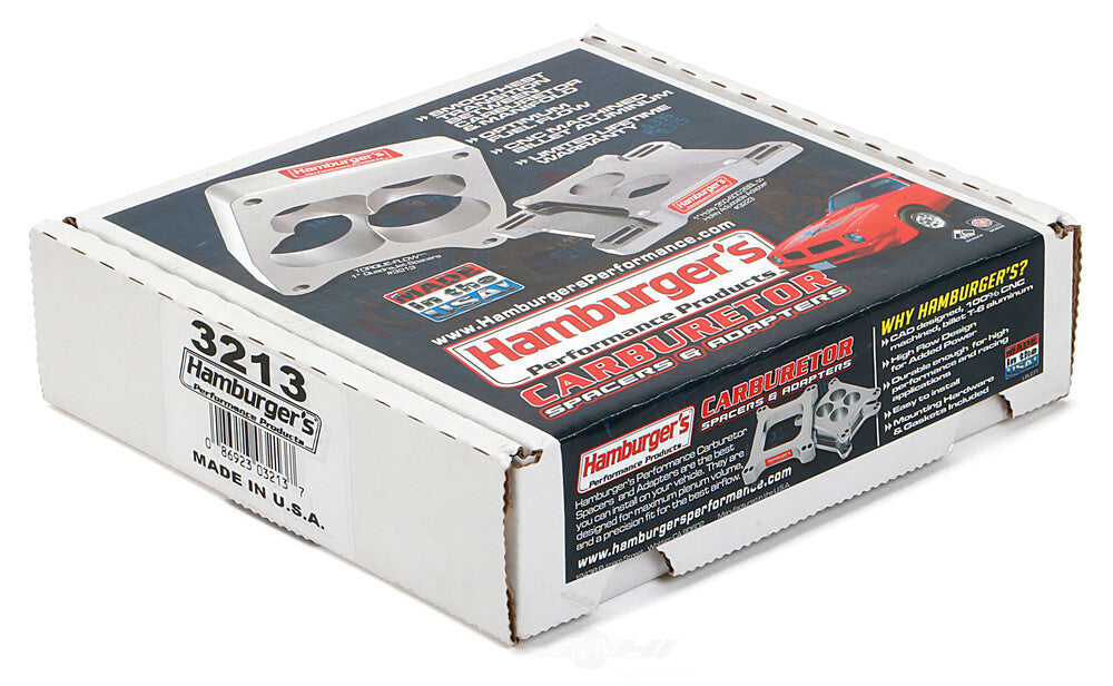 Hamburger's Performance TORQUE-FLOW CARBURETOR SPACER- QuadraJet- PORTED; 1 in. Tall- Billet Aluminum 3213