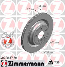 Load image into Gallery viewer, Zimmermann Coated Brake Disc 3687 fits 2016 Mercedes-Benz GLE300D / 2016-2018 Mercedes-Benz GLE350 / 2016-2019 Mercedes-Benz GLE400 / 2017-2019 Mercedes-Benz GLE43 Amg / 2016 Mercedes-Benz GLE450 Amg