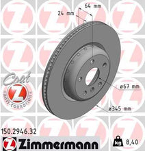Load image into Gallery viewer, Zimmermann Brake Disc 150.2946.32 fits 2016-2025 BMW 430I Gran COUPE / 430I xDrive Gran COUPE / I4 / M440I Gran COUPE / M440I xDrive Gran COUPE / 330E / 330E xDrive / 330I