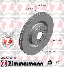 Load image into Gallery viewer, Zimmermann Coated Brake Disc fits 2013-2016 Mercedes-Benz GL350 / GL450 / 2016-2019 Mercedes-Benz GLE400 / 2017-2019 Mercedes-Benz GLE43 Amg / 2016 Mercedes-Benz GLE450 Amg / 2017-2019 Mercedes-Benz GLS450 / 2015 Mercedes-Benz ML400