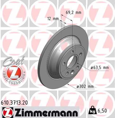 Zimmermann Coated Brake Disc 3713 fits 2007-2016 Volvo S80 / 2008-2010 Volvo V70 / 2008-2016 Volvo XC70