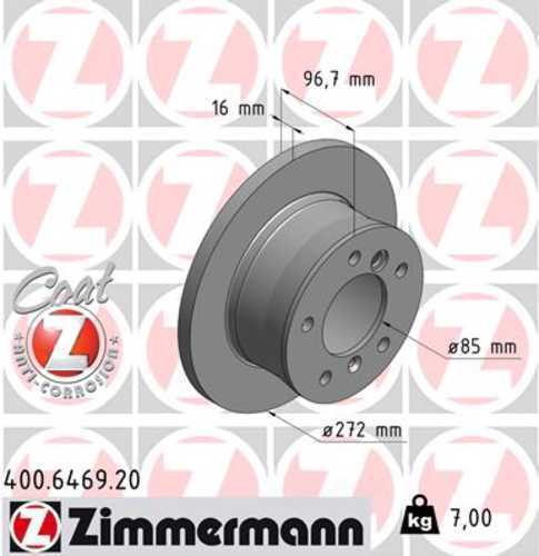 Zimmermann Coated Brake Disc 6469 fits 2003-2006 Dodge Sprinter 2500 / 2002-2008 Mercedes-Benz G500 / 2003-2004 Mercedes-Benz G55 Amg / 2009-2018 Mercedes-Benz G550
