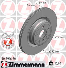 Load image into Gallery viewer, Zimmermann Coated Brake Disc 2916 fits 2009-2019 BMW 550I / 550I GT / 550I GT xDrive / 750I / 750I xDrive / 750LI / 750LI xDrive / 760LI