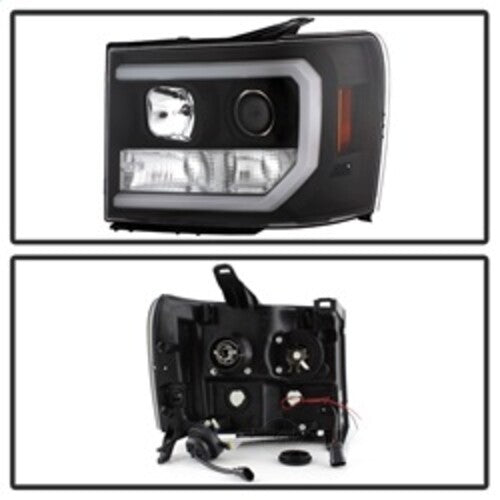 Spyder Auto (Spyder Signature) Projector Headlights - Version 2 - Light Bar DRL LED - Black 5083630 fits 2007-2013 GMC Sierra / 2007-2013 GMC Sierra 2500 Hd / 2007-2013 GMC Sierra 3500 Hd