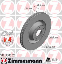 Load image into Gallery viewer, Zimmermann Coated Brake Disc 3305 fits 2003-2010 Audi A8 Quattro / 2004-2006 Volkswagen Phaeton