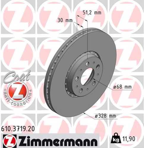 Zimmermann Coated Brake Disc 3719 fits 2003-2014 Volvo XC90