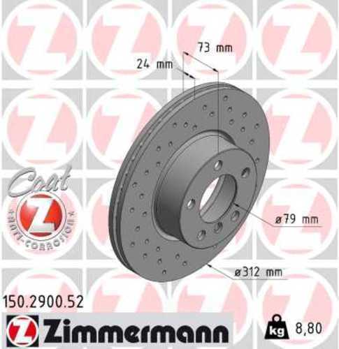 Zimmermann Brake Disc 2900 fits 2007-2021 BMW 2 Series / 228I / 228I xDrive / 230I / 230I xDrive / 320I / 320I xDrive / 328D