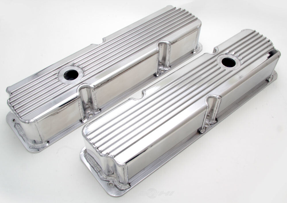 Hamburger's Performance Fab. Aluminum Valve Covers with Fins; w/Holes- POLISHED 1121 fits Ford BB 352-428 V8