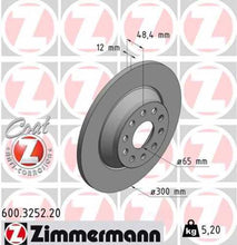 Load image into Gallery viewer, Zimmermann Coated Brake Disc 600.3252.20 fits 2015-2022 Audi Q3 / 2022 Audi Q3 Premium / 2016-2022 Audi Q3 Premium Plus / 2016-2018 Audi Q3 Quattro / 2016-2023 Audi TT Quattro / 2019-2025 Volkswagen Jetta Gli / 2018-2025 Volkswagen Tiguan