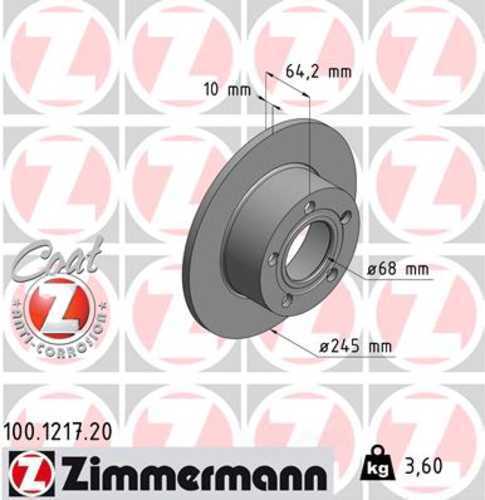 Zimmermann Coated Brake Disc 1217 fits 1992-1994 Audi 100 / 1992-1994 Audi 100 Quattro / 1996-2004 Audi A6 / 1995-1998 Audi A6 Quattro / 1998-1999 Volkswagen Passat / 2003-2005 Volkswagen Passat GL / 2000-2002 Volkswagen Passat Gls