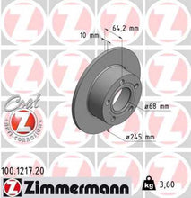 Load image into Gallery viewer, Zimmermann Coated Brake Disc 1217 fits 1992-1994 Audi 100 / 1992-1994 Audi 100 Quattro / 1996-2004 Audi A6 / 1995-1998 Audi A6 Quattro / 1998-1999 Volkswagen Passat / 2003-2005 Volkswagen Passat GL / 2000-2002 Volkswagen Passat Gls