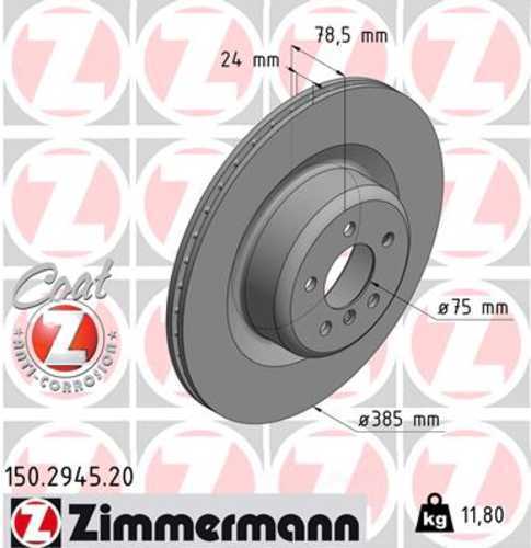 Zimmermann Coated Brake Disc 2945 fits 2010-2019 BMW X5 / X6