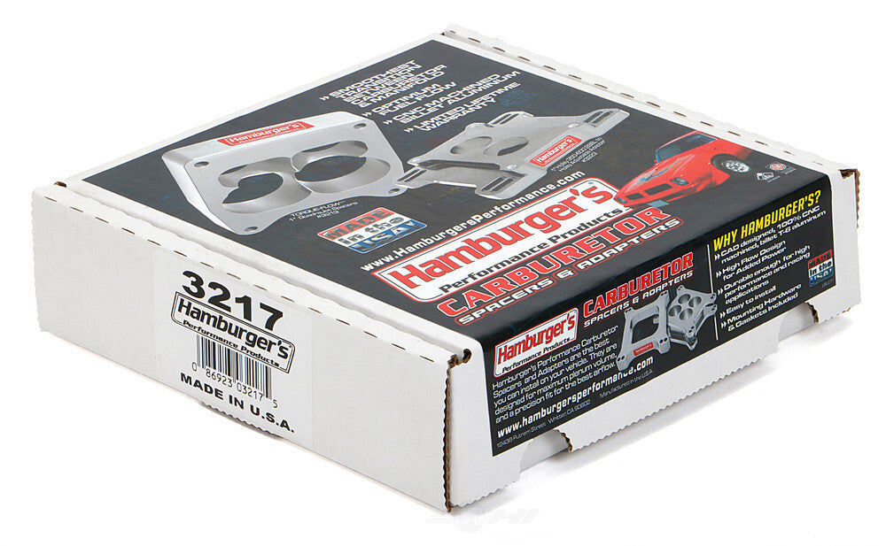 Hamburger's Performance OPEN PLENUM CARBURETOR SPACER- Holley DUAL PLANE; 1 in. Tall- Billet Aluminum 3217