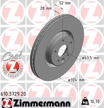 Load image into Gallery viewer, Zimmermann Coated Brake Disc 3729 fits 2016-2017 Volvo XC60