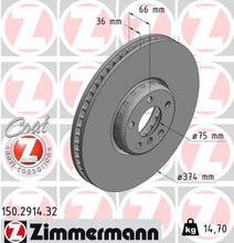 Load image into Gallery viewer, Zimmermann Brake Disc 150.2914.32 fits 2010-2019 BMW / Alpina / 2010-2015 BMW 760LI / 2011-2015 BMW Alpina B7 / B7 xDrive / B7L / B7L xDrive / 2015-2019 BMW Alpina B6 xDrive Gran COUPE