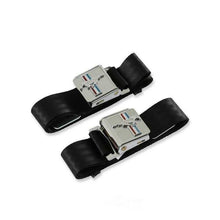 Load image into Gallery viewer, Scott Drake Seat Belt with Tri-Bar Running Horse Emblem Pair Black SB-BK-H fits 1964-1973 Ford Mustang