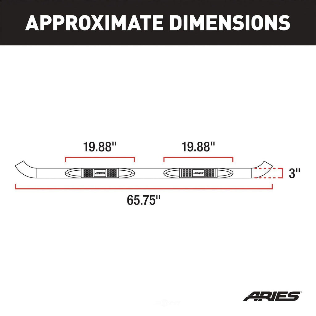 ARIES 3" Round Black Steel Side Bars 205015 fits 2007-2011 Dodge Nitro Detonator, Heat, R/T, SE 3.7L V6, 4.0L V6