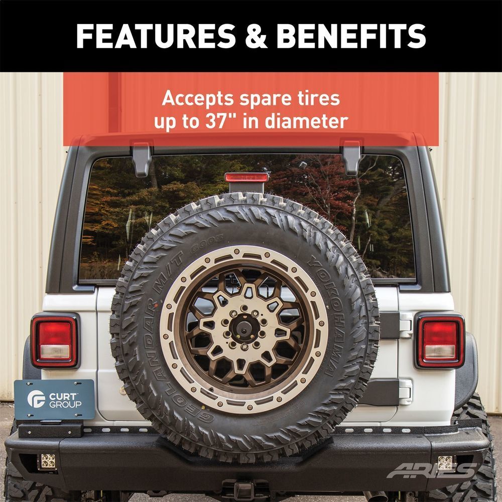ARIES Jeep Wrangler JL Heavy-Duty Spare Tire Carrier 2563001 fits 2018-2019 Jeep Wrangler