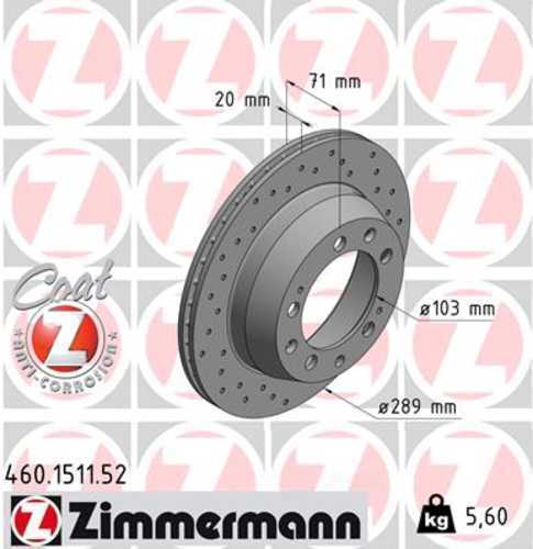 Zimmermann Brake Disc 1511 fits 1977-1982 1987-1988 Porsche 924 / 1978-1986 Porsche 928 / 1983-1986 Porsche 944