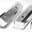 Load image into Gallery viewer, Hamburger's Performance Fab. Aluminum Valve Covers; Fins; Center Bolt; w/Holes-POLISHED 1114 fits 1987-1999 Chevy SB