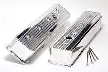 Load image into Gallery viewer, Hamburger's Performance Fab. Aluminum Valve Covers; Fins; Center Bolt; w/Holes-POLISHED 1114 fits 1987-1999 Chevy SB