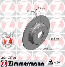 Load image into Gallery viewer, Zimmermann Coated Brake Disc 1437 fits 1993-2011 Mercedes-Benz 300TE / E320 / C230 / C240 / C280 / C320 / C350 / C36 Amg